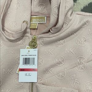 MICHAEL Michael Kors Powder Blush Logo Zip Hoodie with Gold Hardware